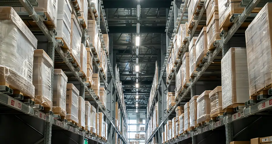 Ground view of warehouse interior